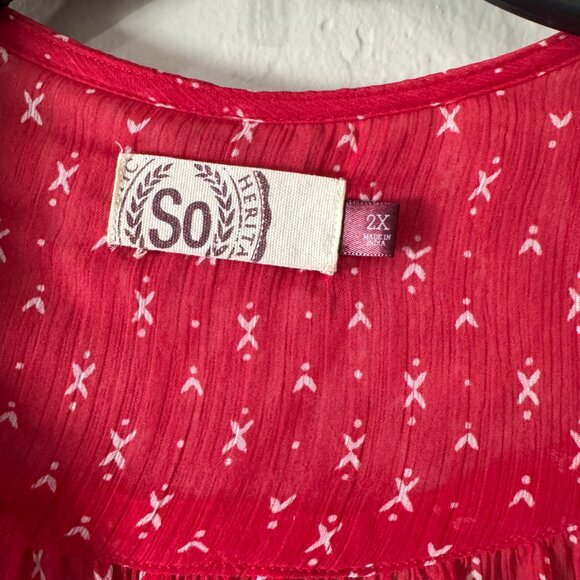 SO Juniors Red Sheer Cover-up/Kimono Size 2X - Picture 2 of 4